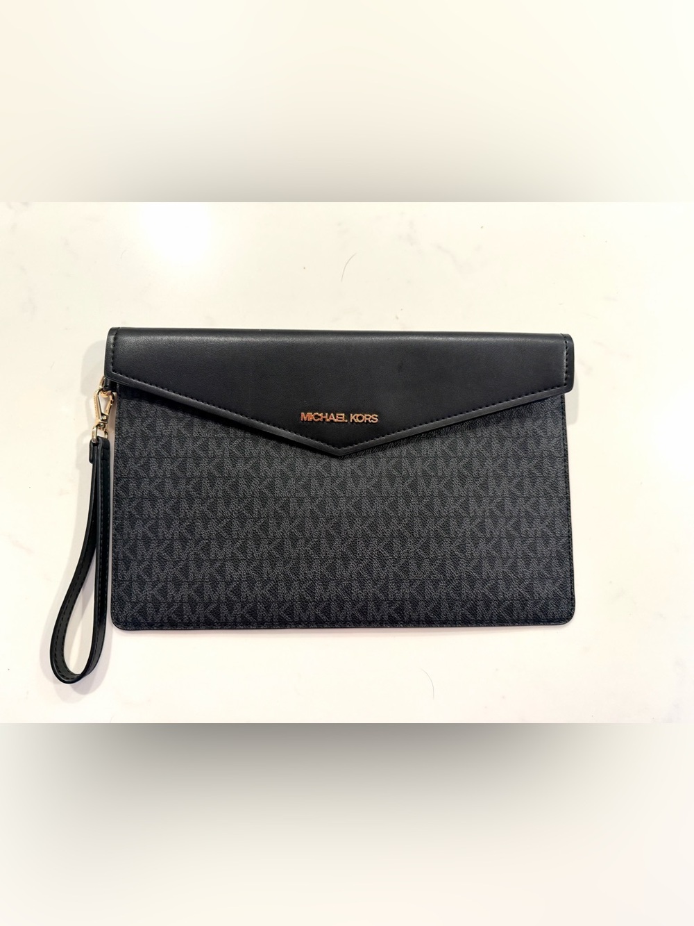 MICHAEL KORS•jet set black large envelope clutch wristlet NWOT